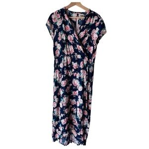 Women's floral midi dress light fabric short sleeve dance casual  midi  size L.